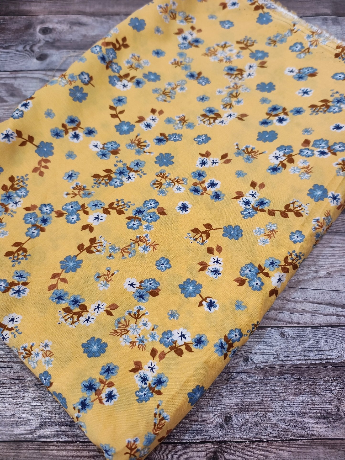 Floral on Buttermilk Yellow Viscose