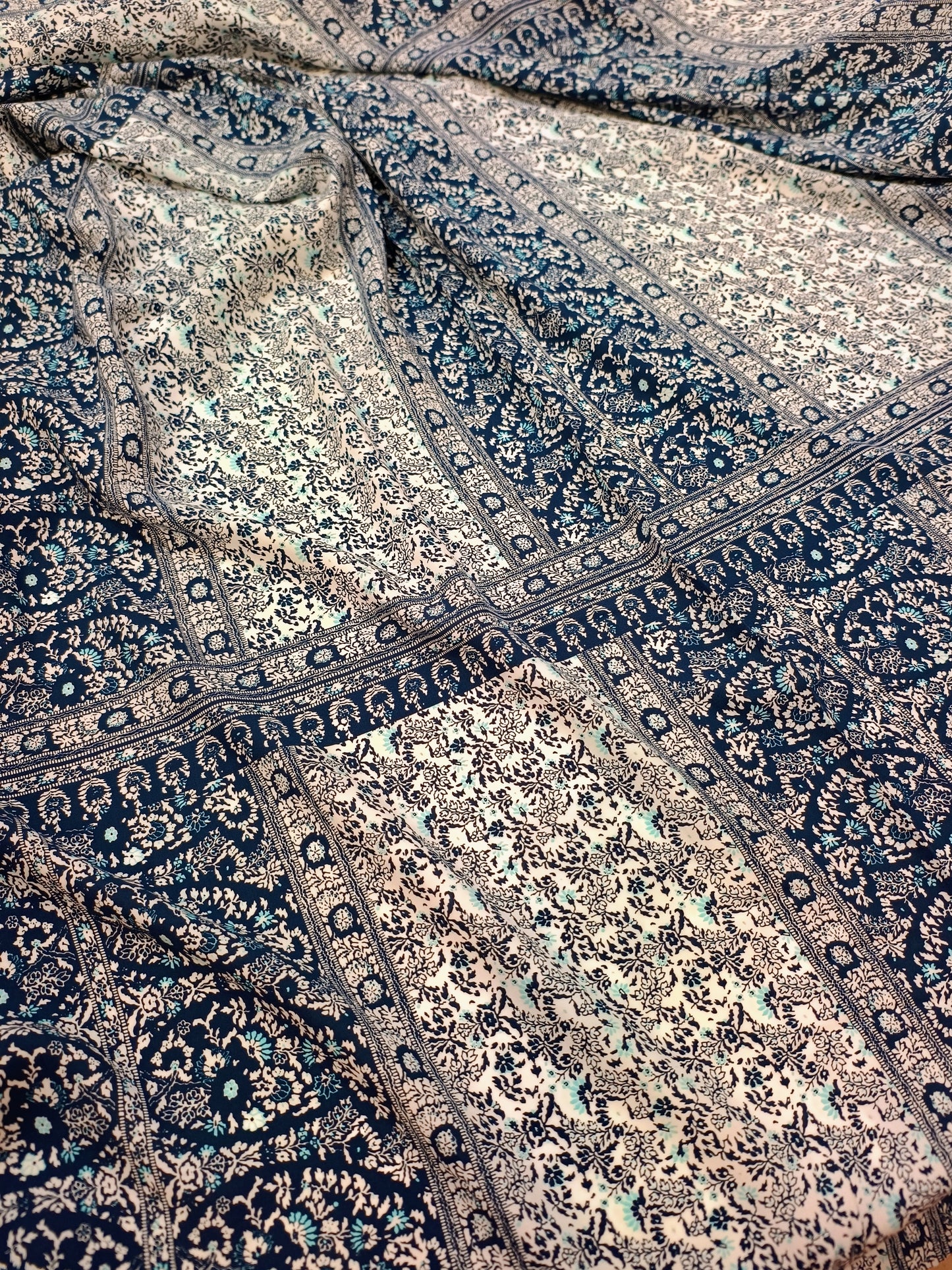 Blue Block Print Viscose