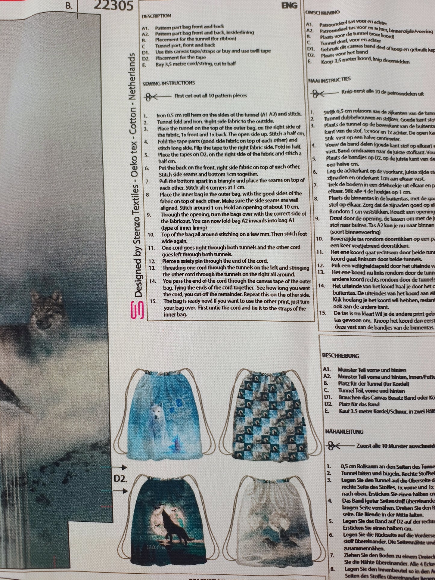 Wolf Canvas Childs Backpack Panel