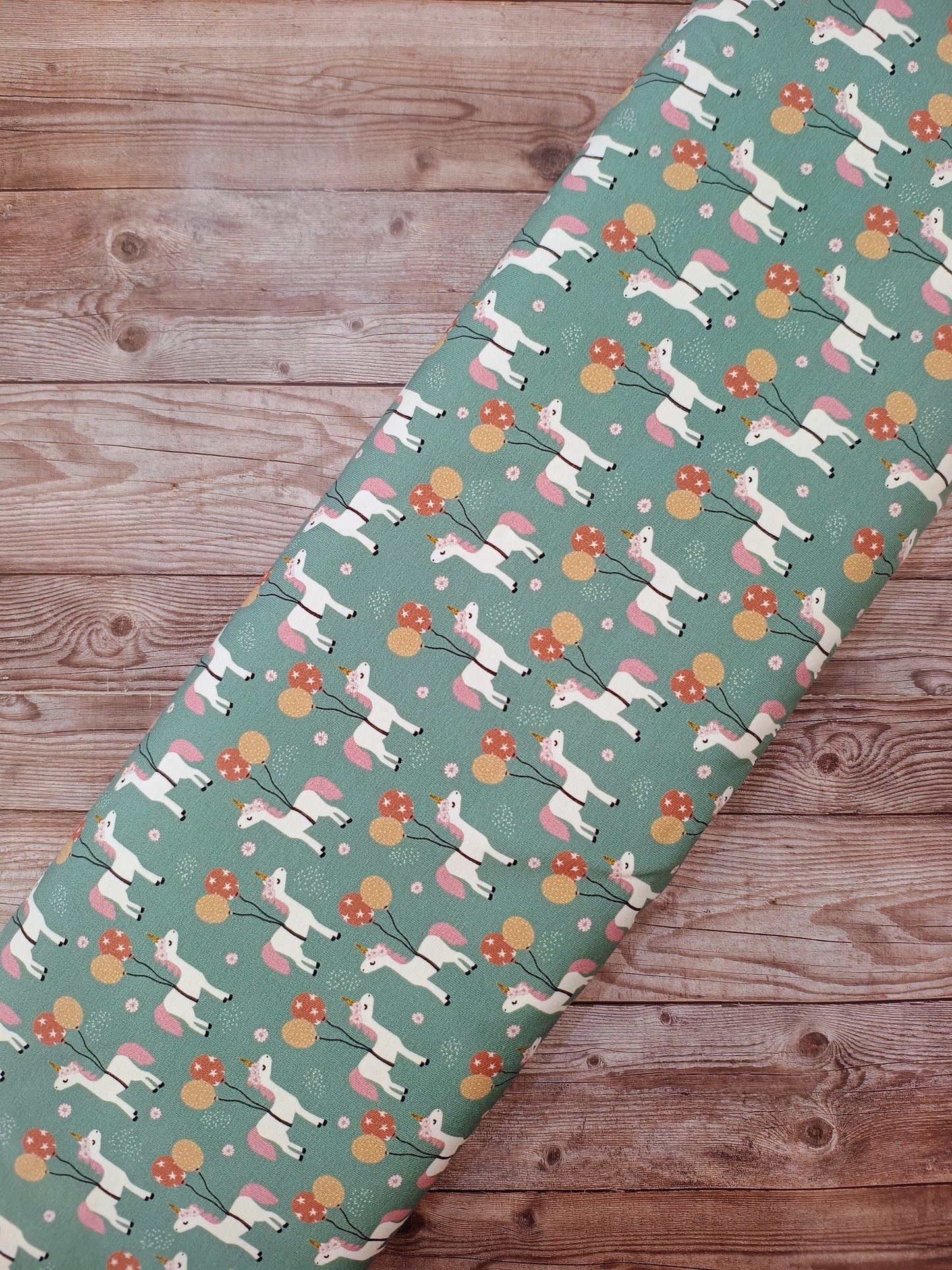 Party Unicorn on Duck Egg Cotton Jersey
