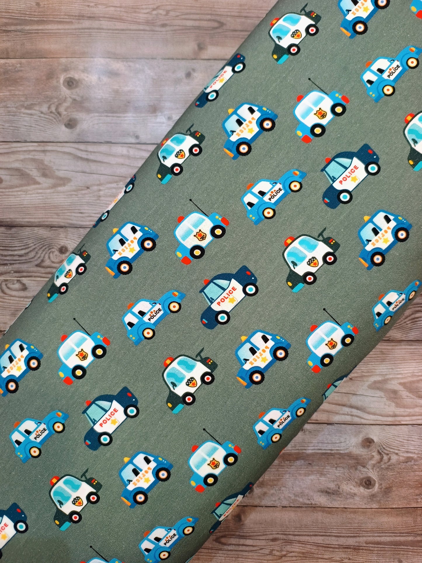 Police Cars Brushed Back French Terry