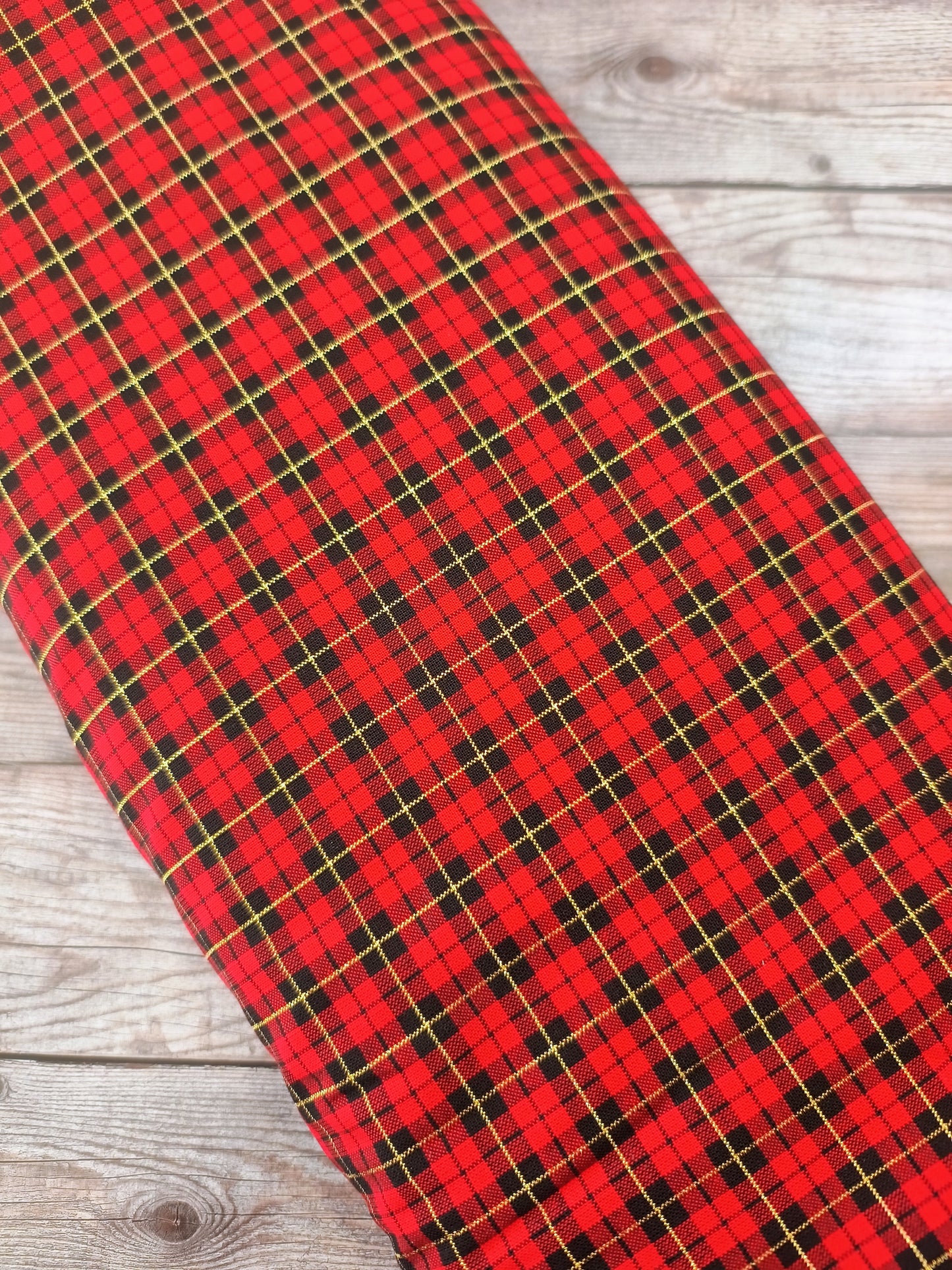 Red Metallic Tartan Cotton