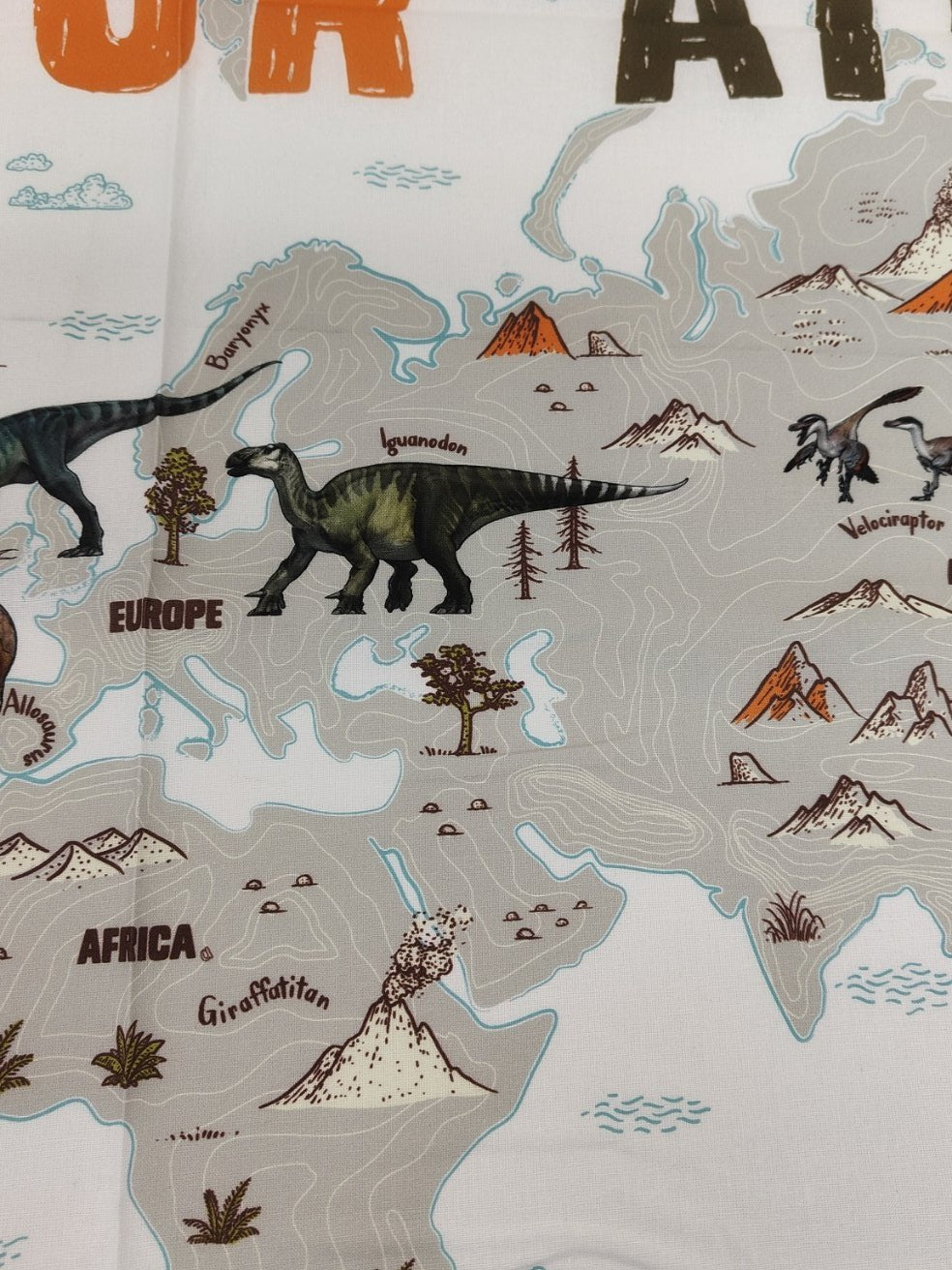Dinosaur Atlas Cotton Panel
