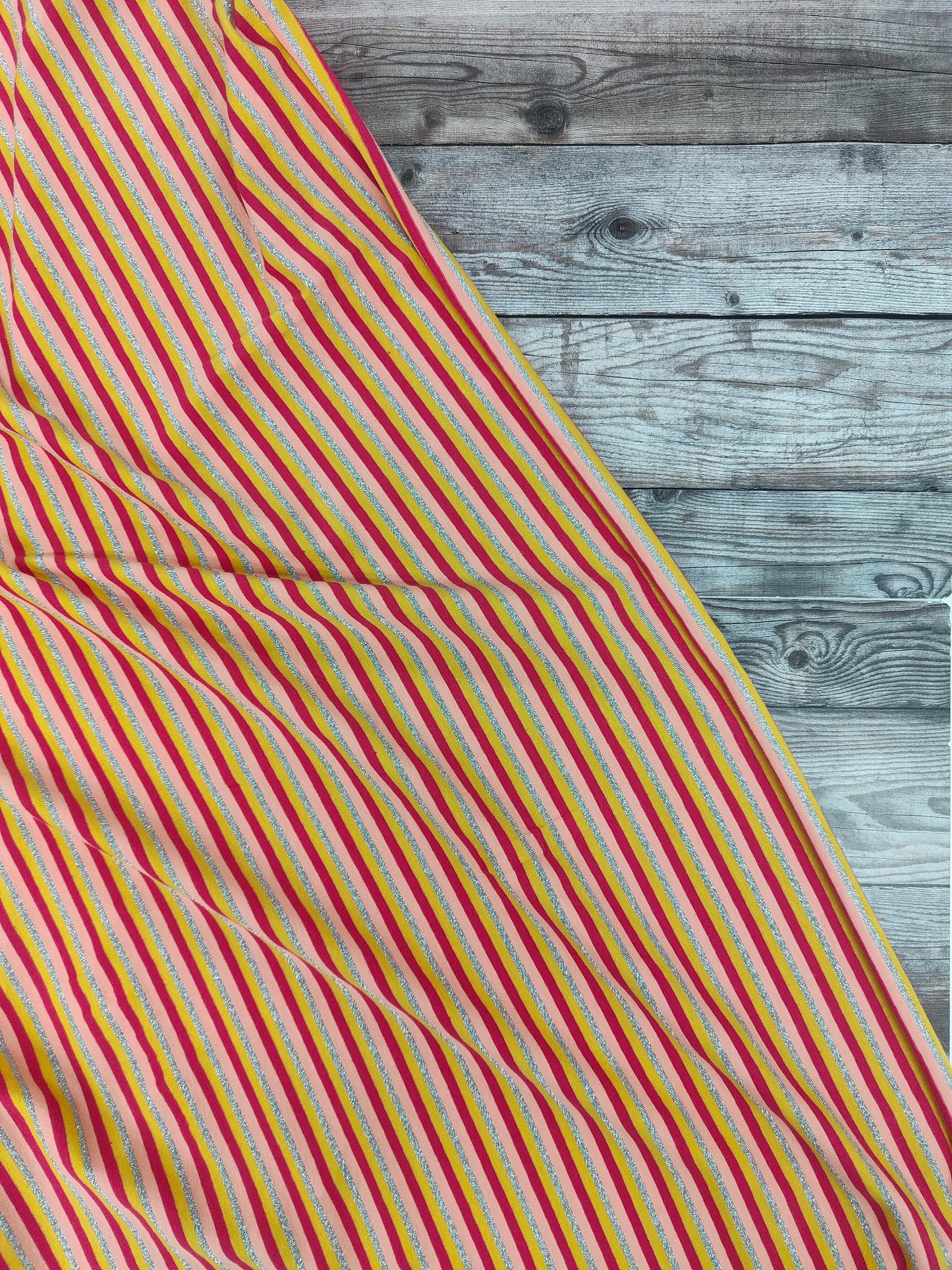 Pink Metallic Stripe Cotton Jersey 1.08m