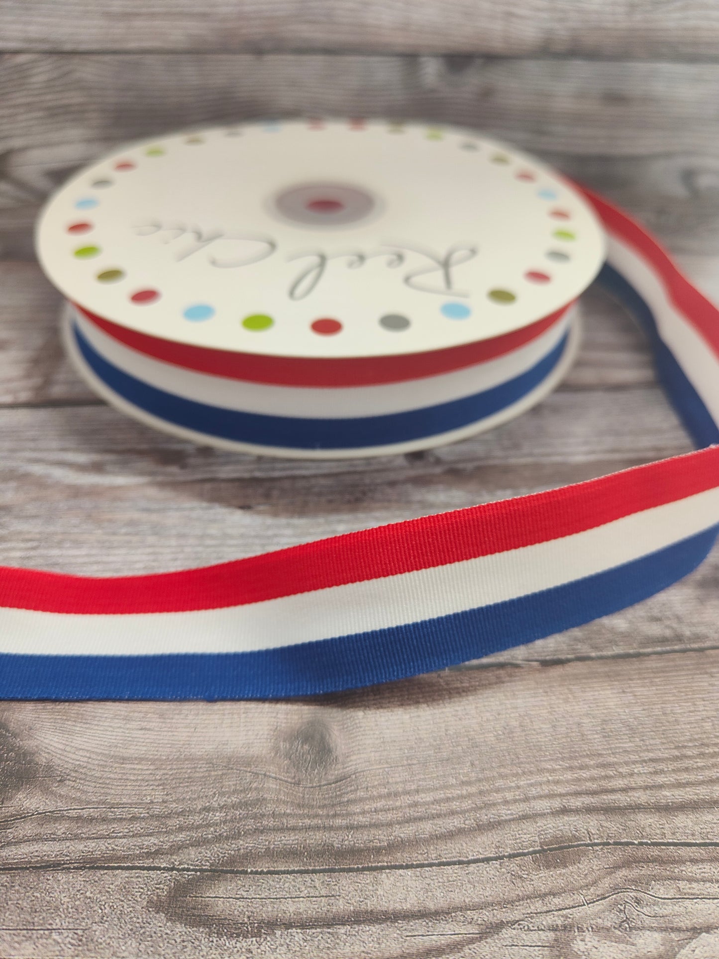 Stripped Ribbon 25mm Red, White, Blue