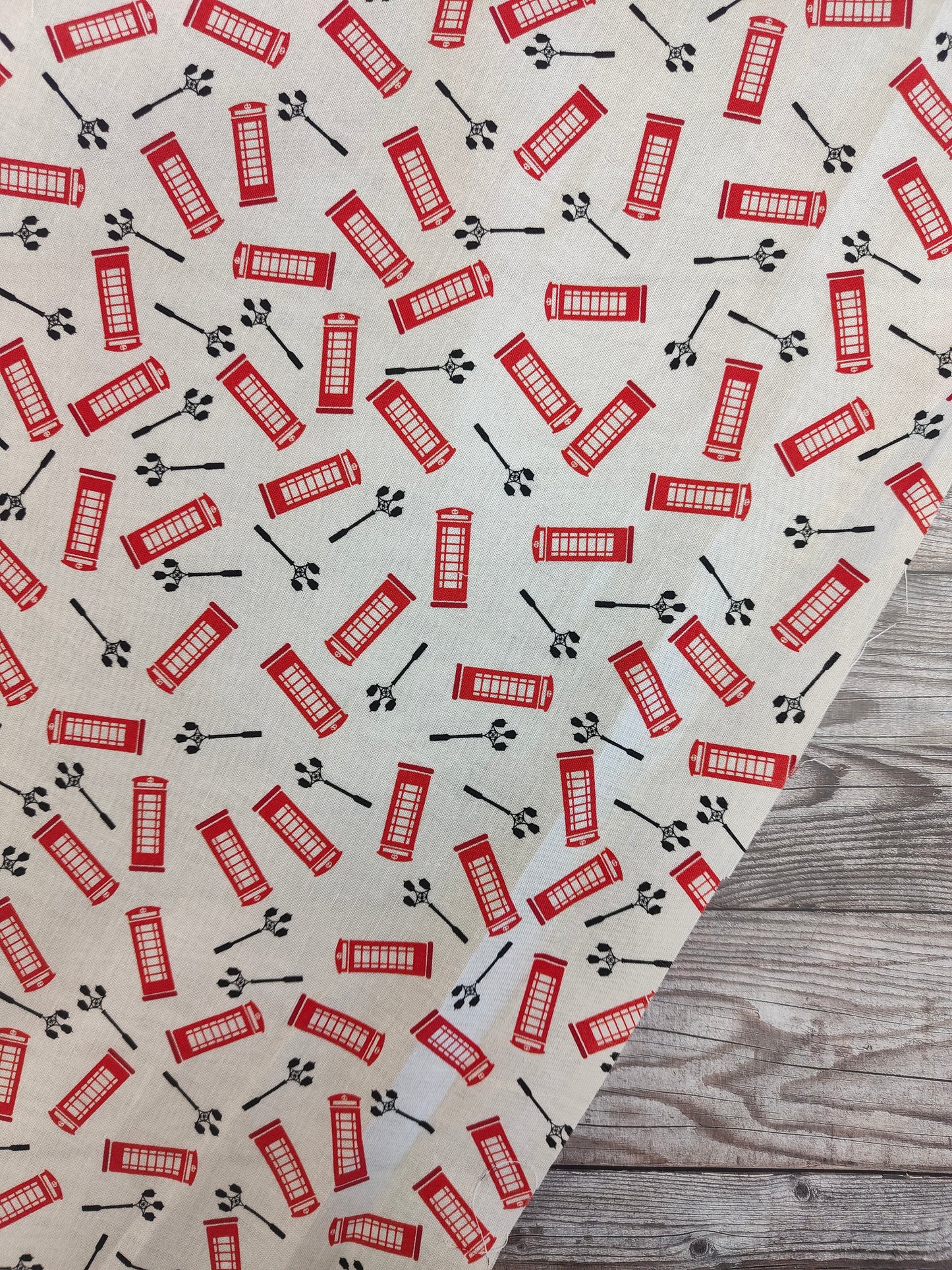 London Red Phone Box Cotton