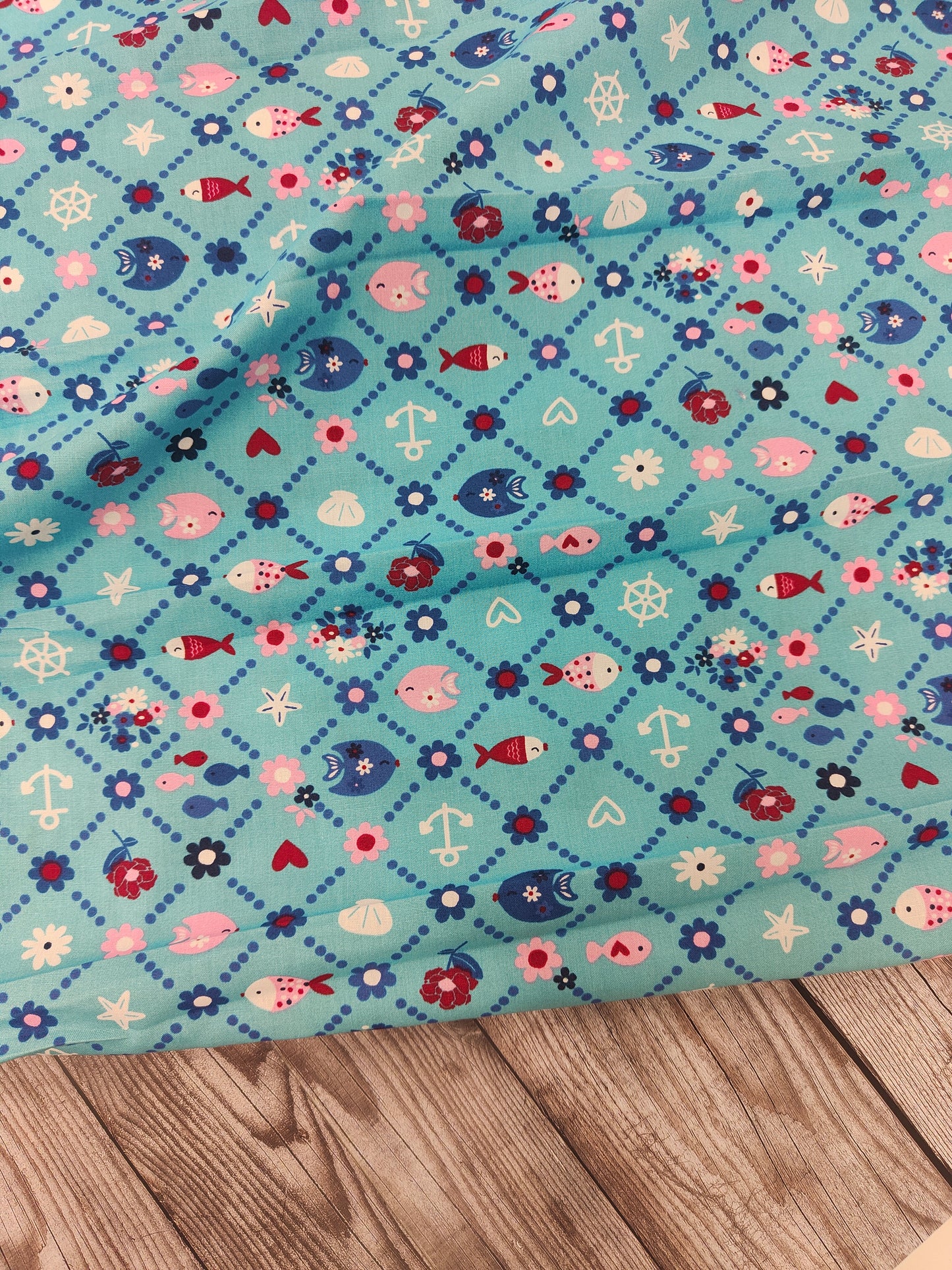 Blue Fish Cotton Poplin