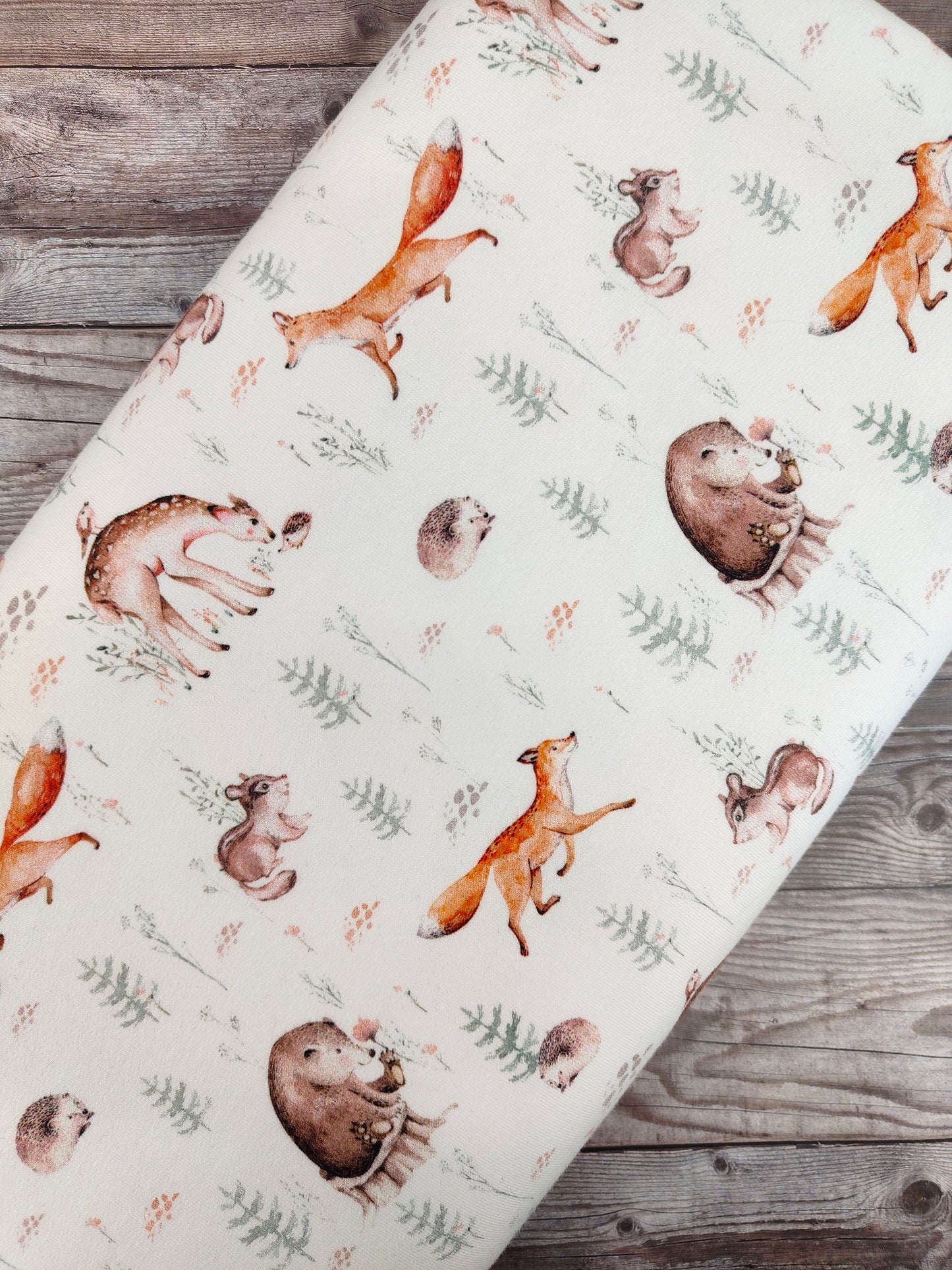 Watercolour Wildlife French Terry Loopback Cotton Jersey 33cm