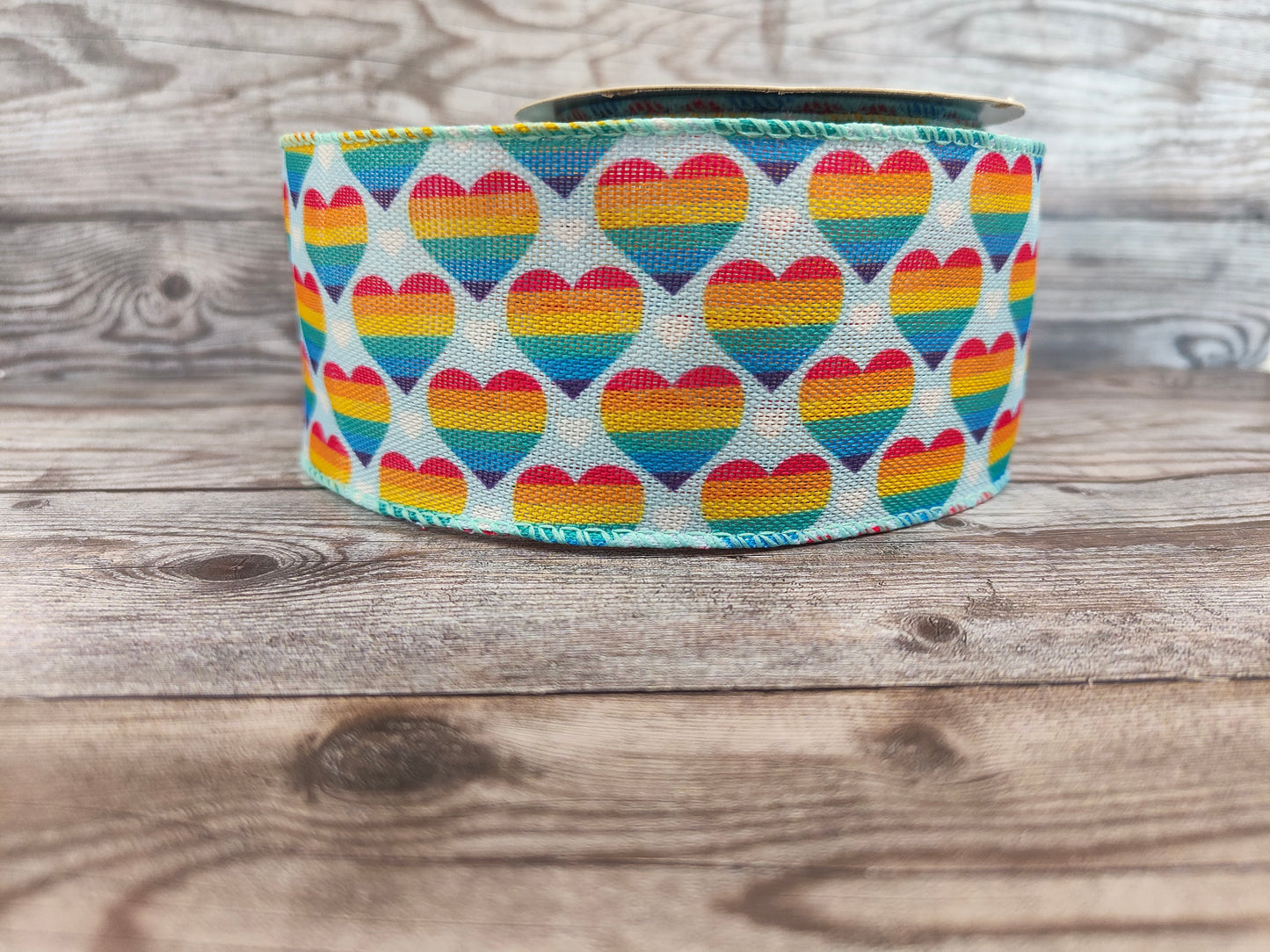 Wired Rainbow Heart 63mm Ribbon