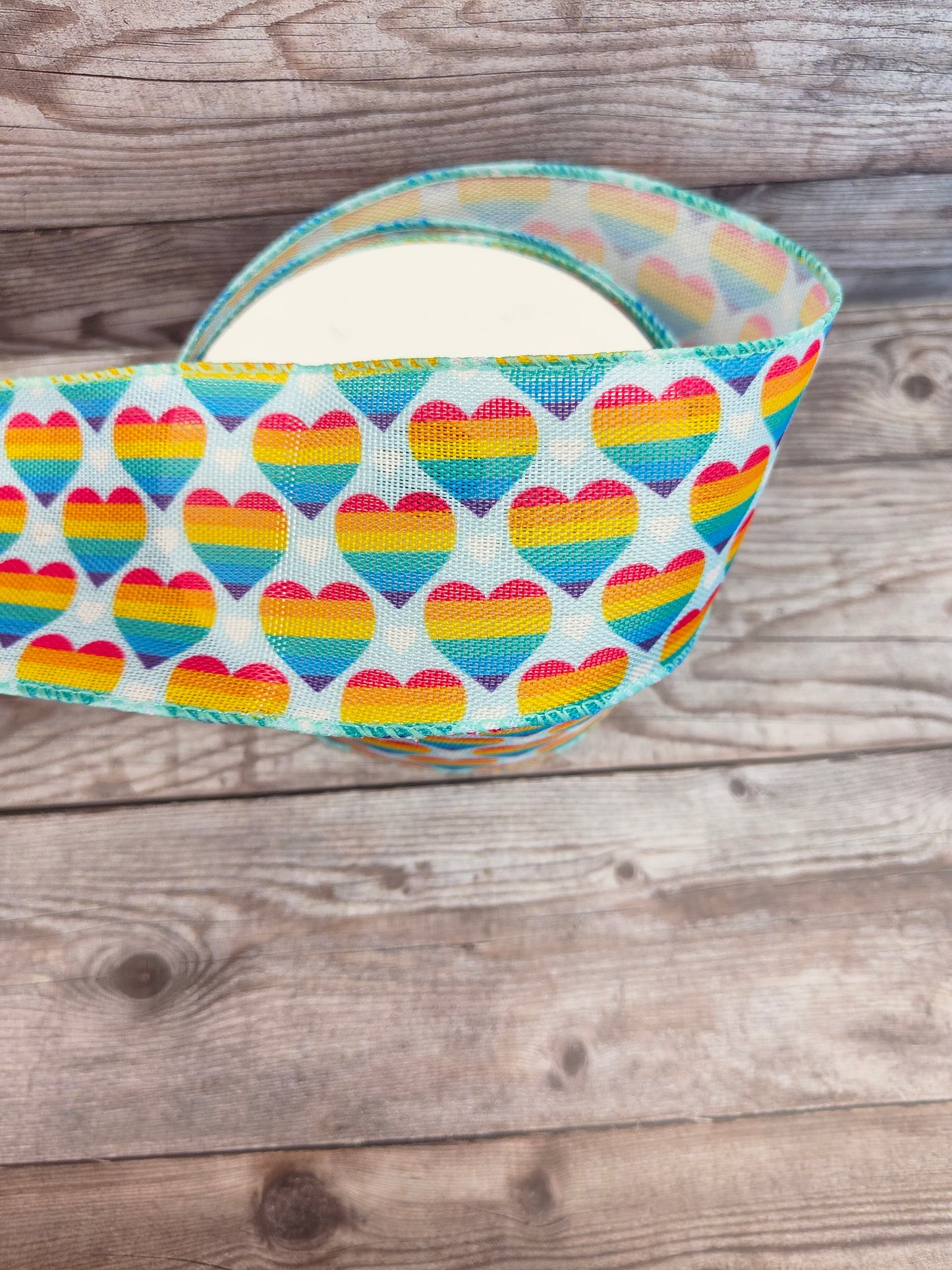Wired Rainbow Heart 63mm Ribbon