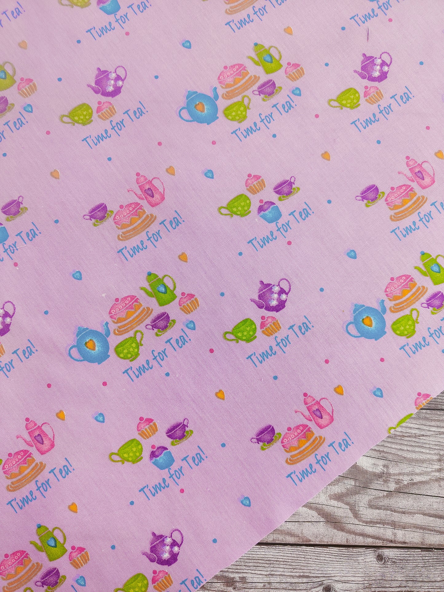 Time for Tea on Purple Cotton