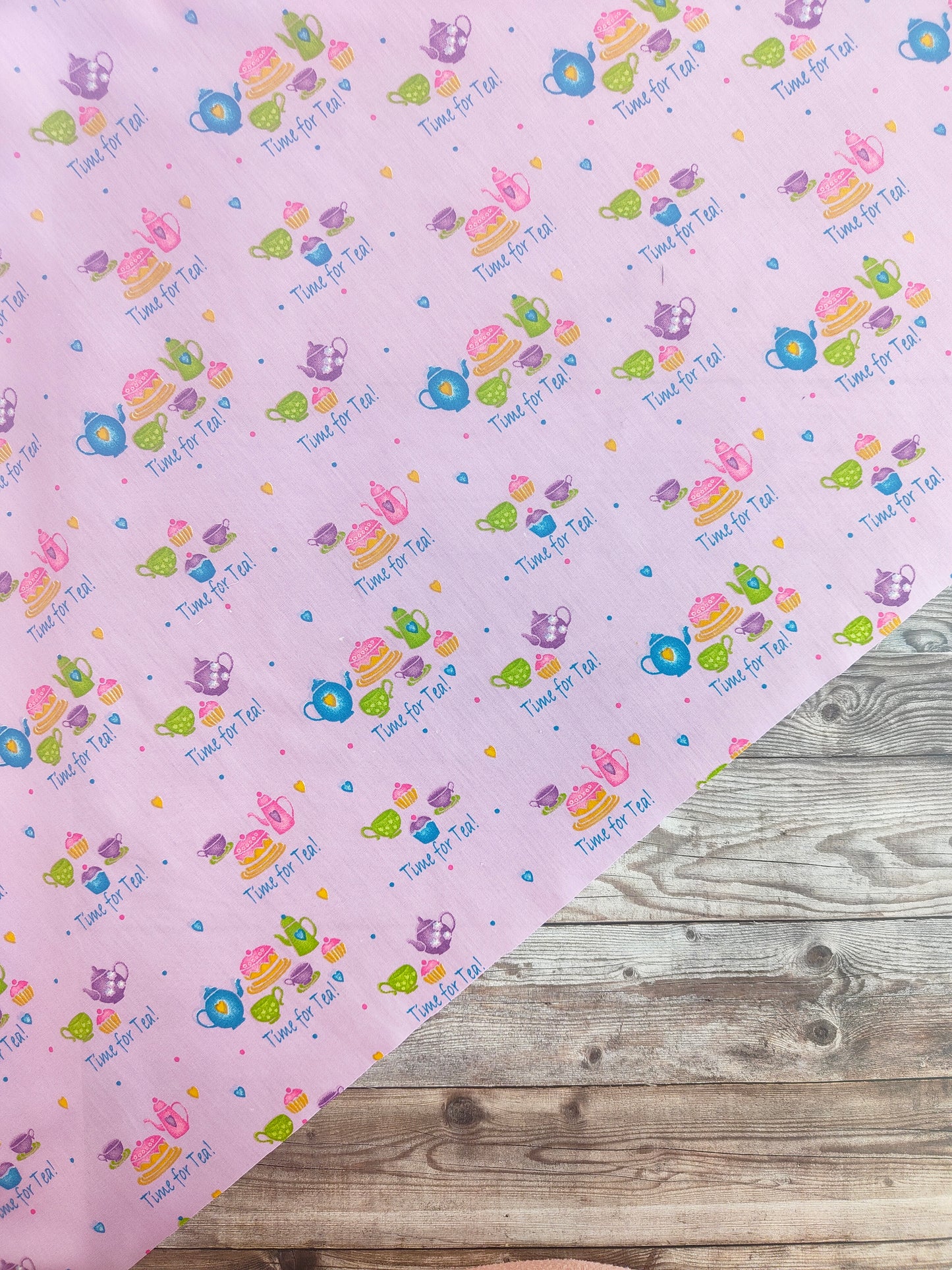 Time for Tea on Purple Cotton