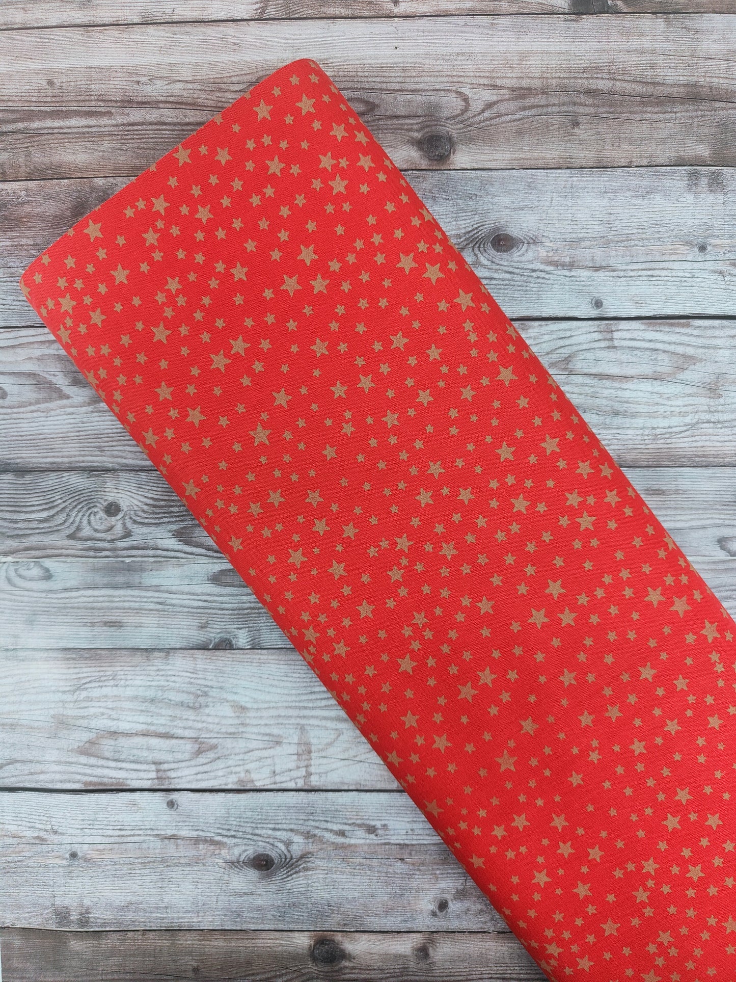 Gold Stars on Red Cotton