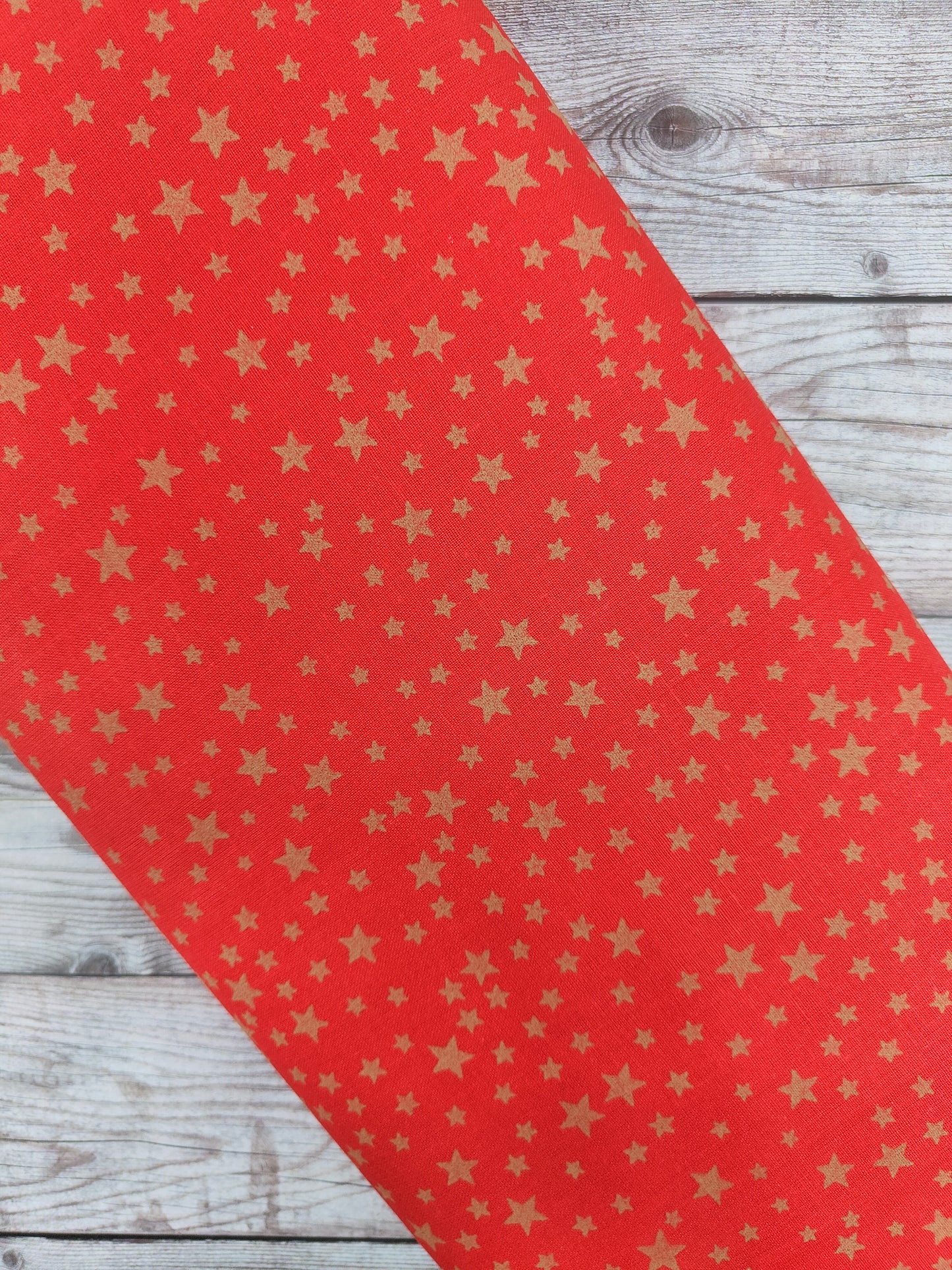 Gold Stars on Red Cotton