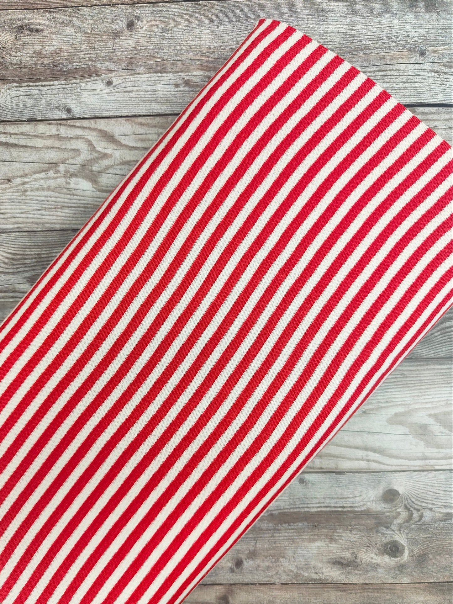 Red and White Stripe Cotton Jersey