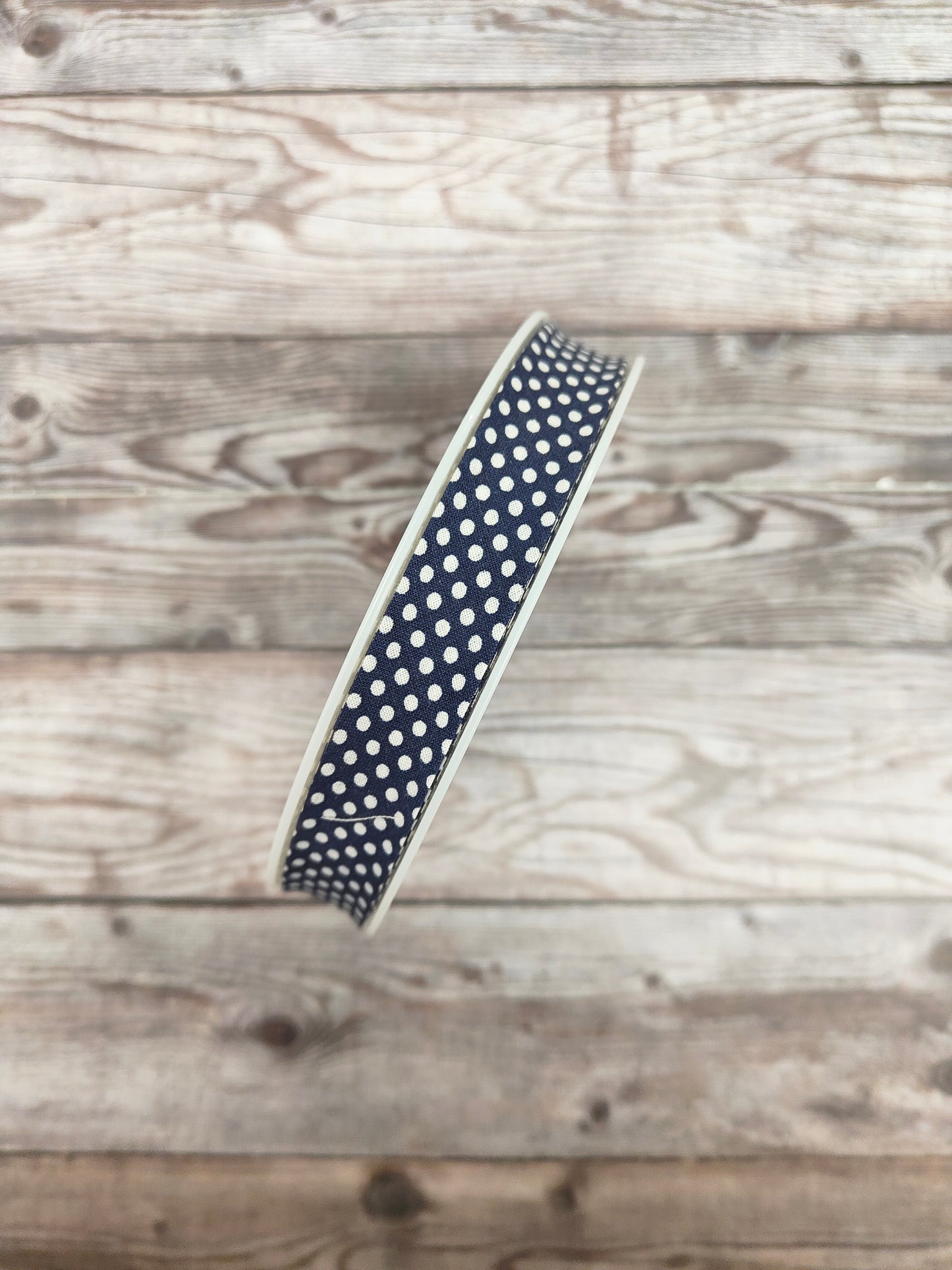 Navy Polkadot Cotton Bias Binding