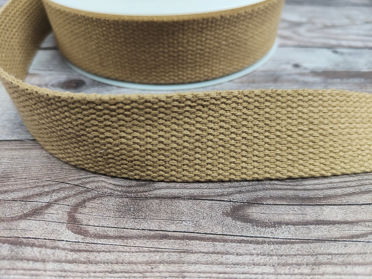 Natural Beige Cotton Basket Weave Webbing 30mm