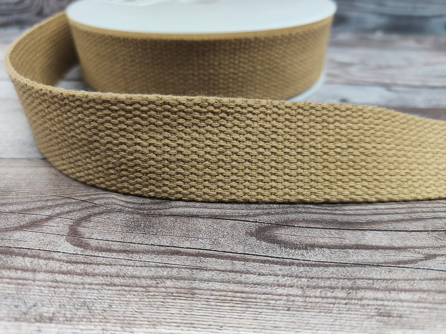 Natural Beige Cotton Basket Weave Webbing 30mm