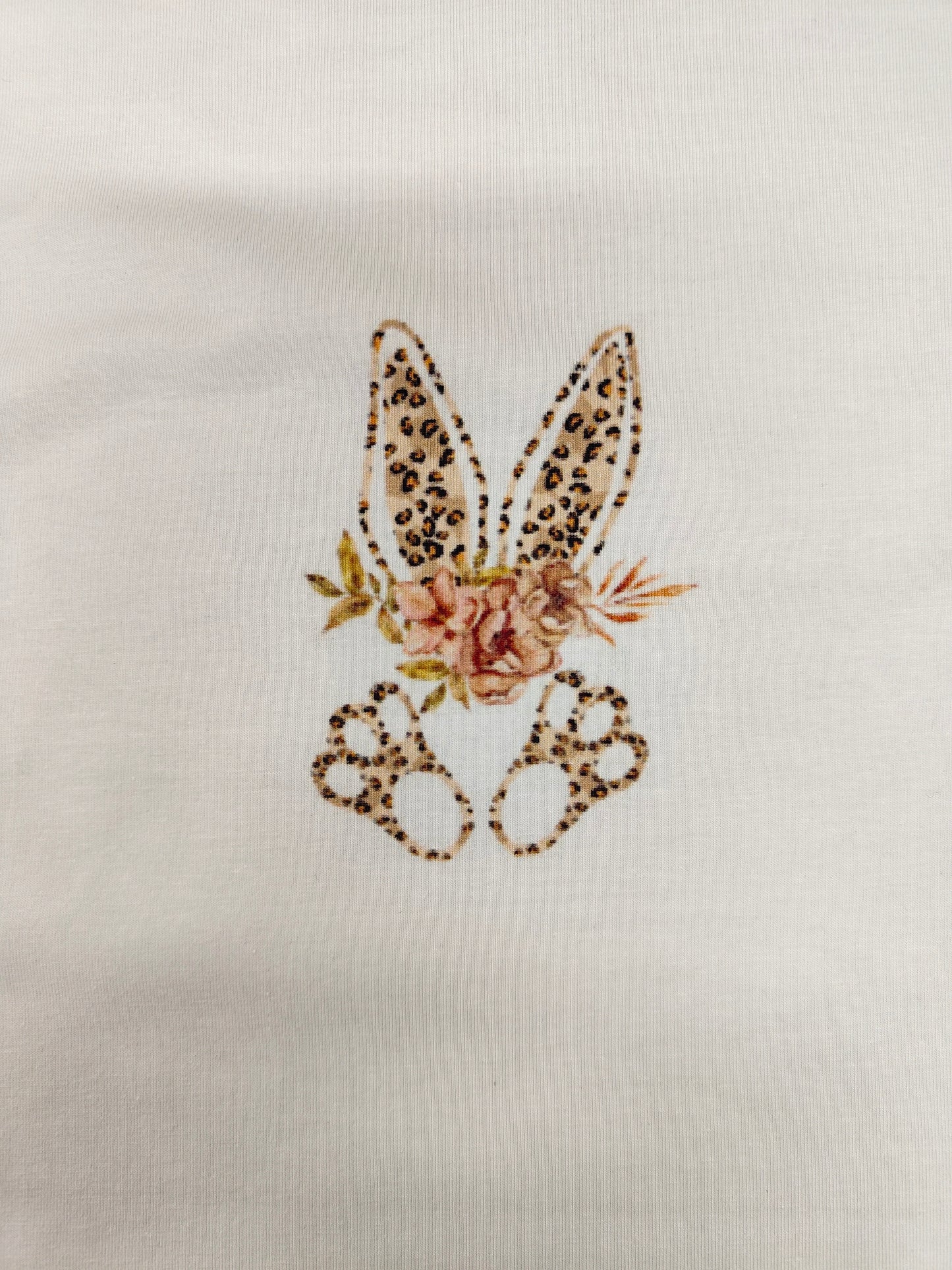 Leopard Bunny on White Cotton Jersey Set of 3 Panels