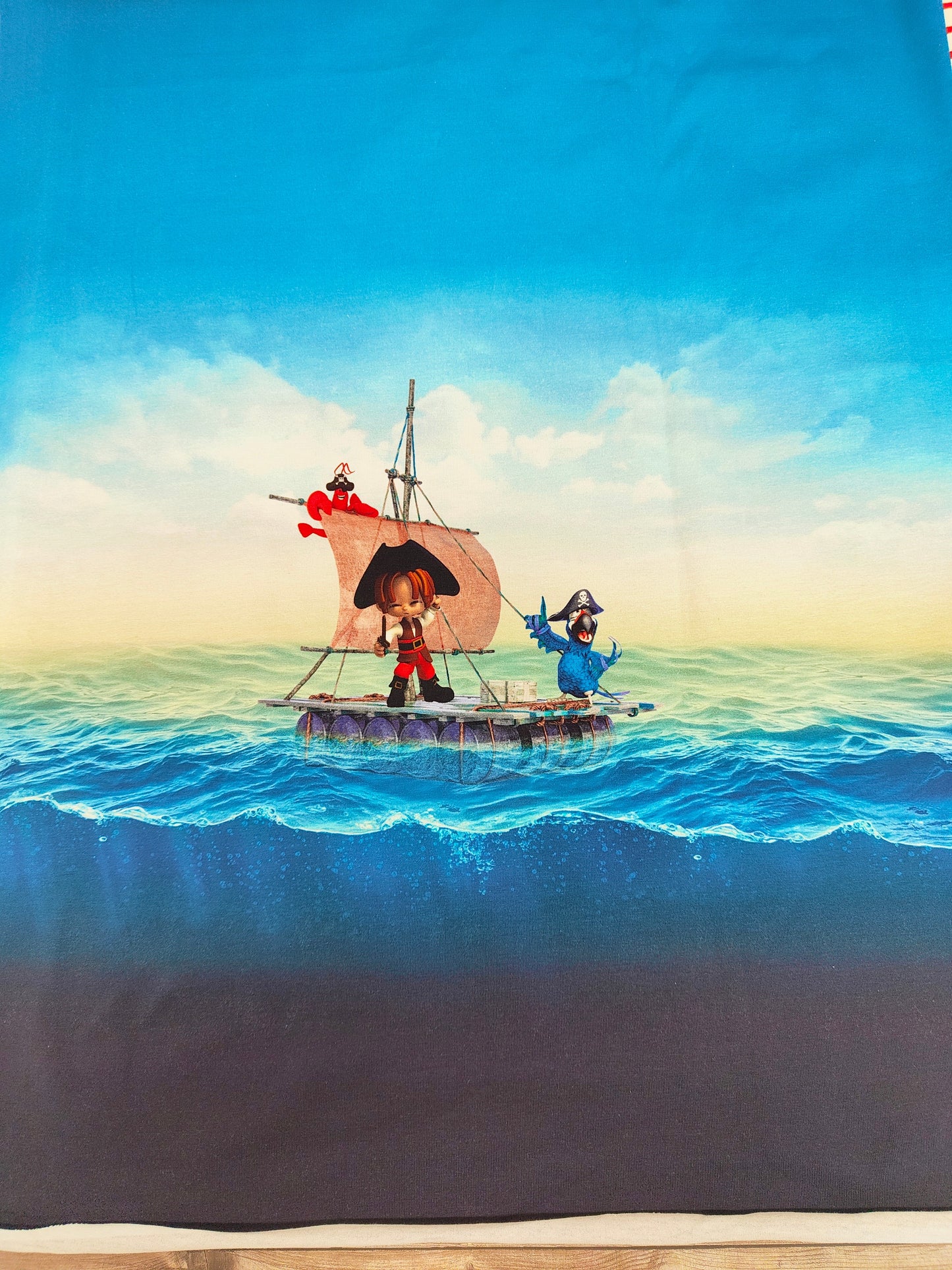 Lets Be Pirates Cotton Jersey Set of 3 Panels Blue