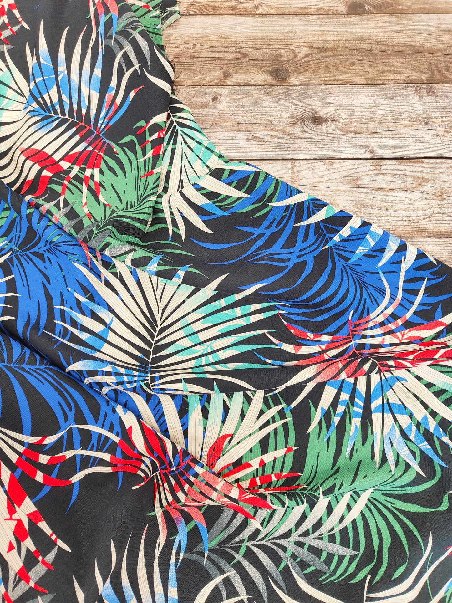 Blue Palm Leaves Viscose