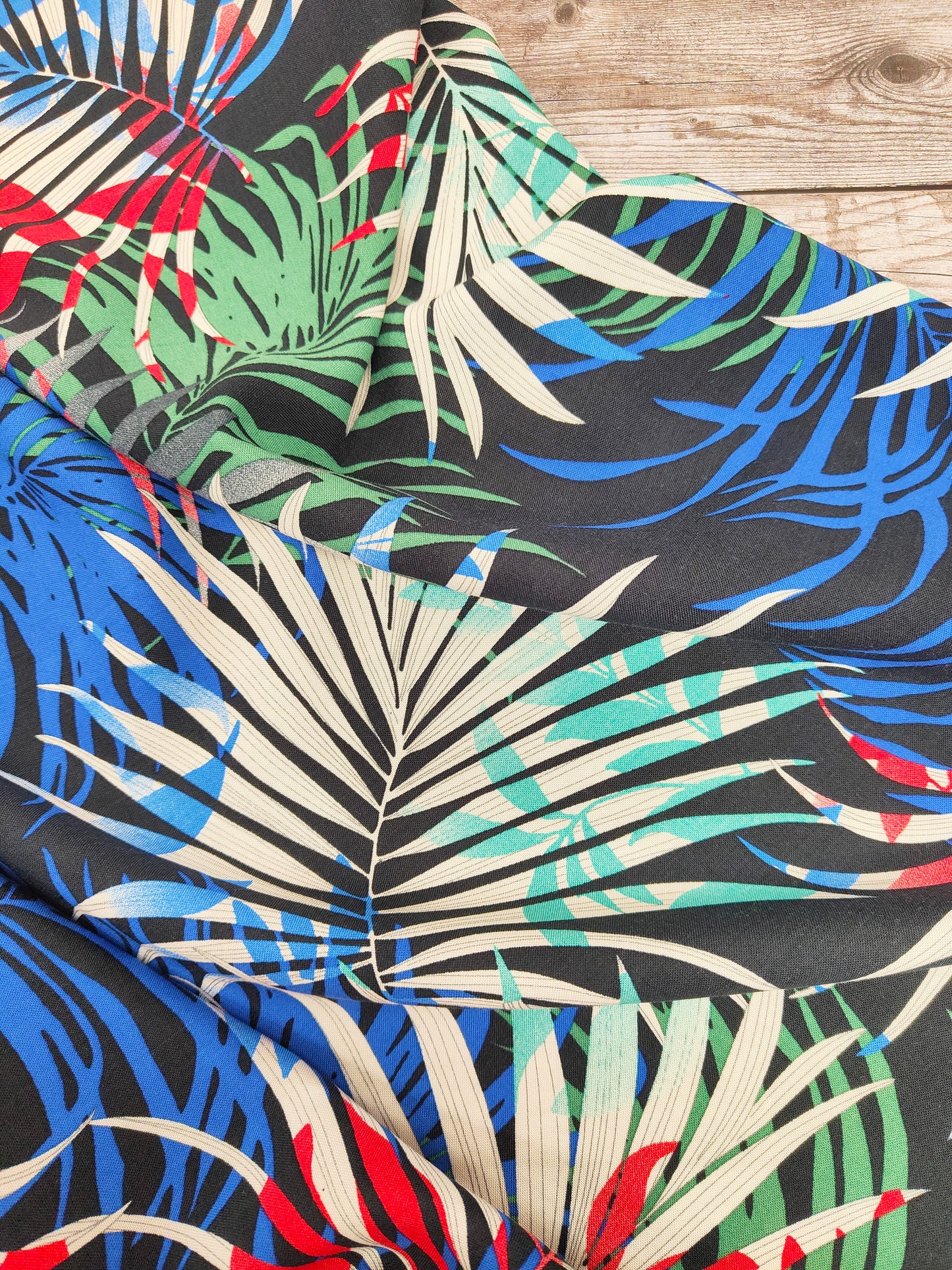 Blue Palm Leaves Viscose