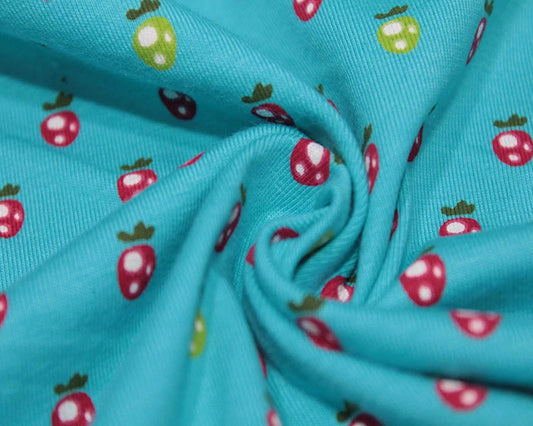 Berry Cotton Jersey on Turquoise