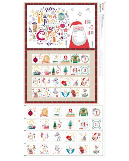 100% Cotton Santa Claus Advent Calendar Panel