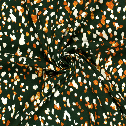 Dark Green Dots Viscose Twil