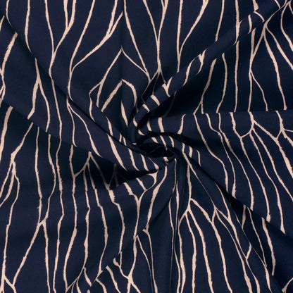 Navy Abstract Viscose Twill