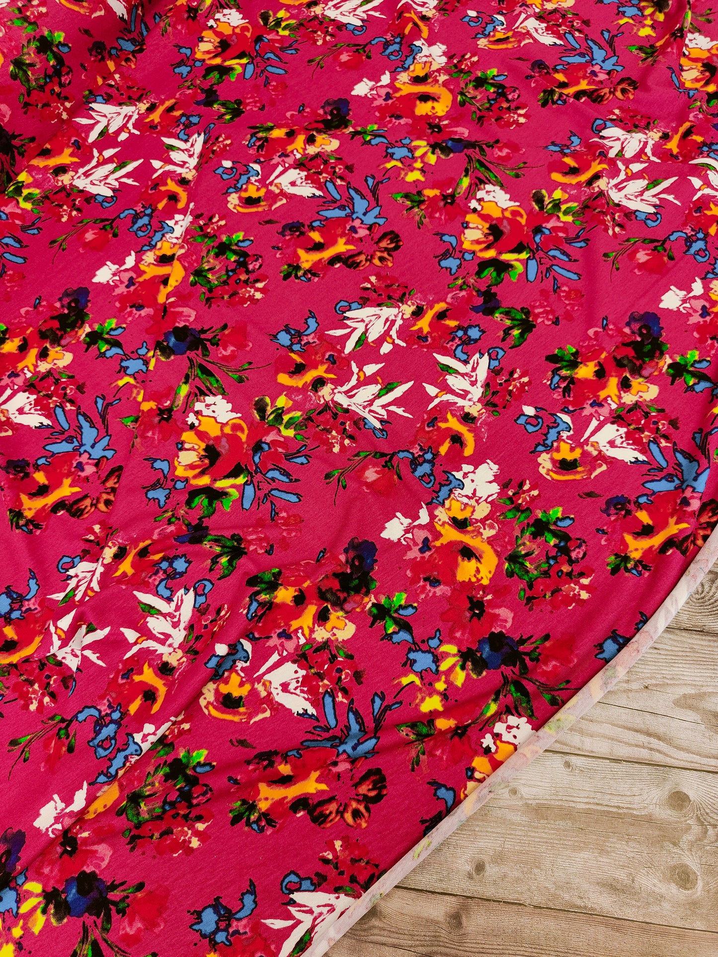 Floral on Cerise Jersey