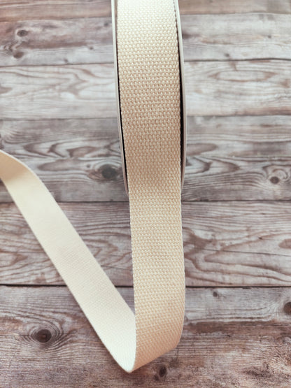 Ivory Cotton Basket Weave Webbing 30mm