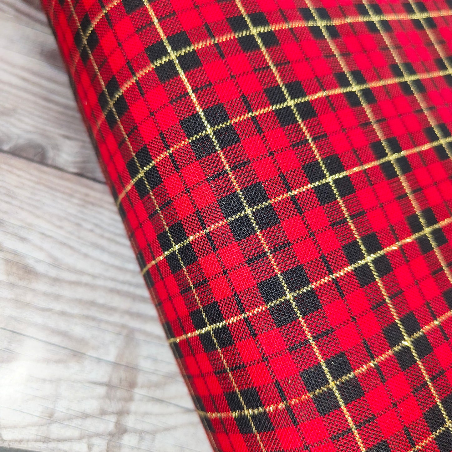 Metallic Red Tartan Cotton 68cm