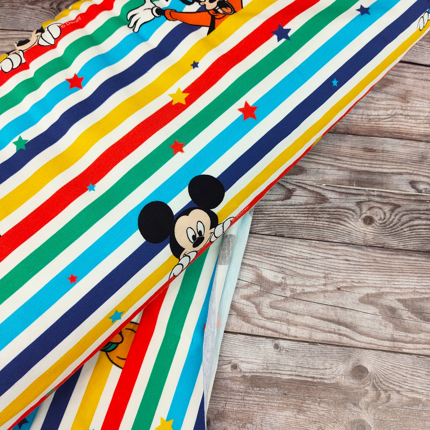 Mickey Mouse & Friends Rainbow Stripes Cotton Jersey