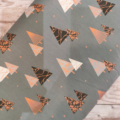 Contemporary Grey & Rose Gold Trees Cotton Half Meter