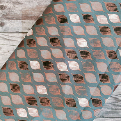 Contemporary Grey & Rose Gold Geometric Cotton Half Meter