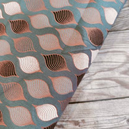 Contemporary Grey & Rose Gold Geometric Cotton Half Meter