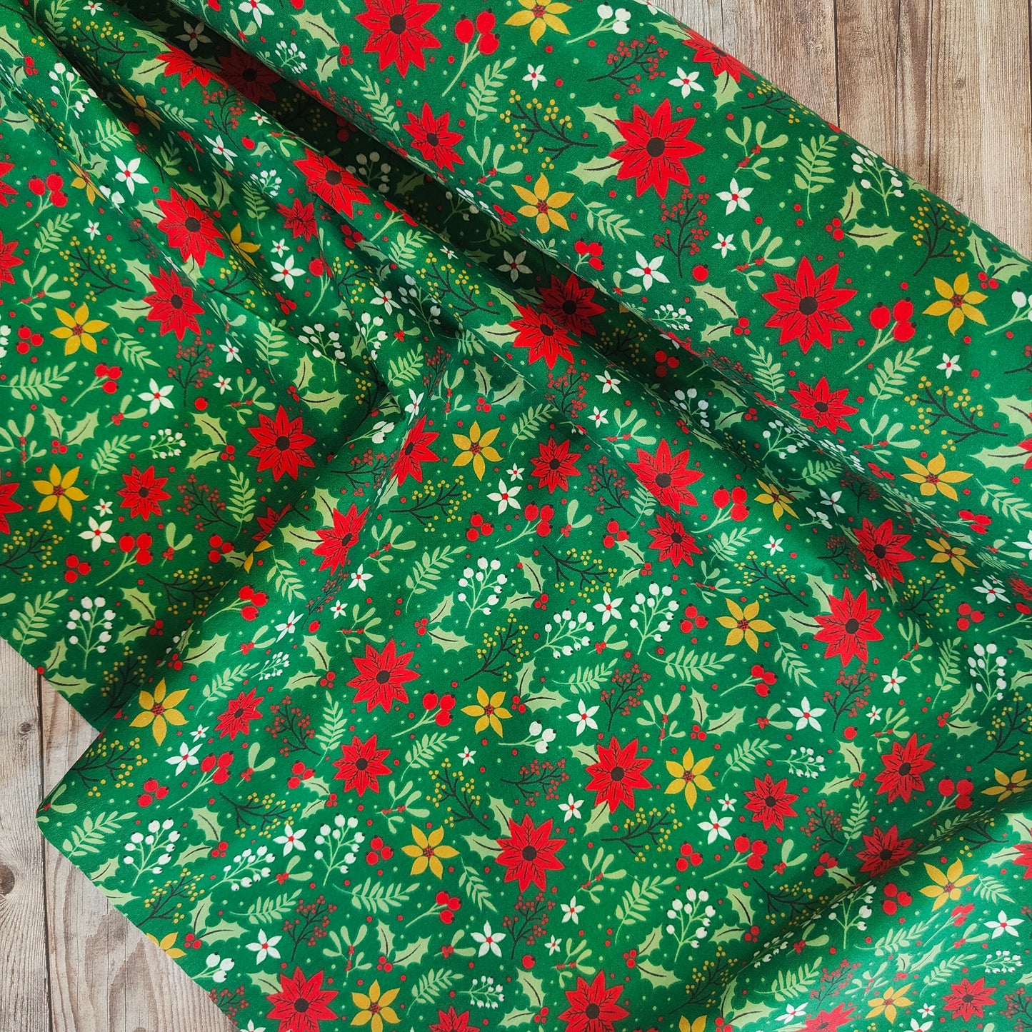 Christmas Poinsettia Polycotton