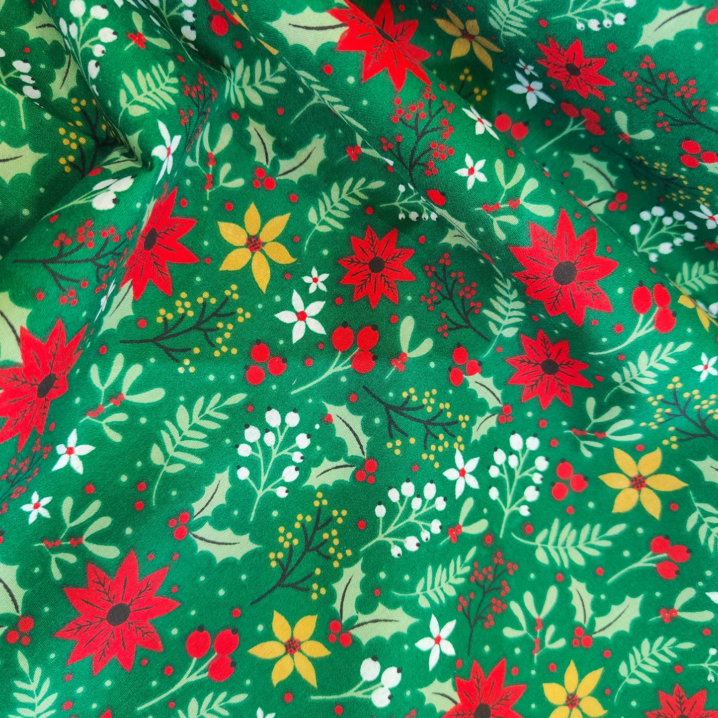 Christmas Poinsettia Polycotton