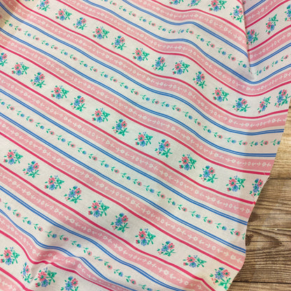 Floral Stripes Cotton Rich Polycotton