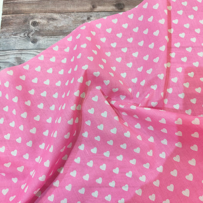 Hearts on Pink Polycotton