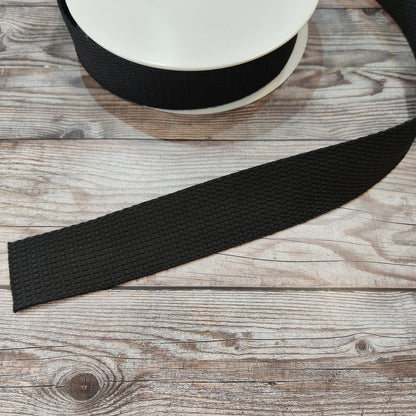 Black Cotton Basket Weave Webbing 30mm 1.30