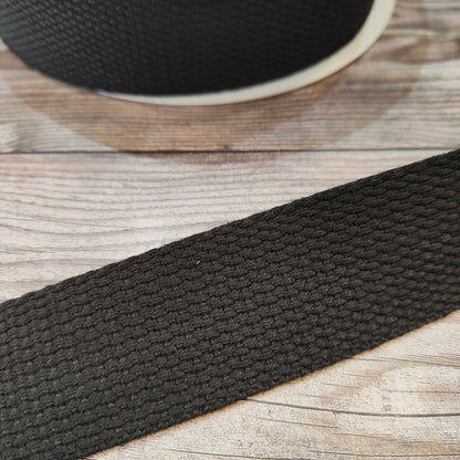 Black Cotton Basket Weave Webbing 30mm 1.30