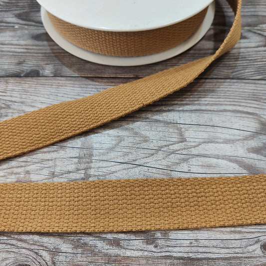 Caramel Cotton Basket Weave Webbing 30mm