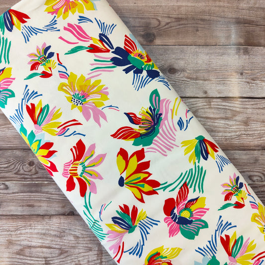 Bright Tropical Floral Cotton Jersey