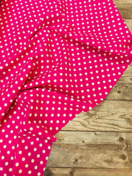 Cerise Polkadot Cotton Poplin