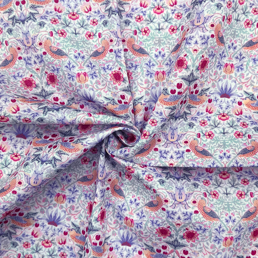Strawberry Thief Pastel Lilac Polycotton