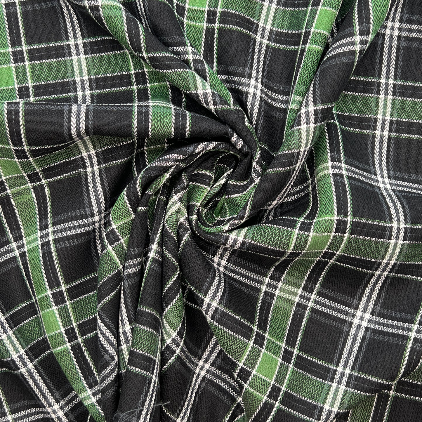 Brushed Green Tartan Cotton