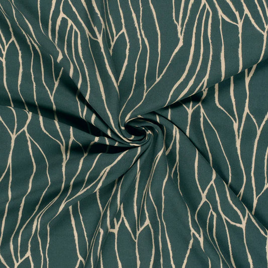 Steel Blue Abstract Viscose Twill