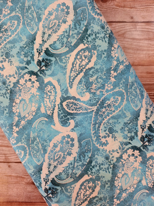 Turquoise Blue Paisley Cotton